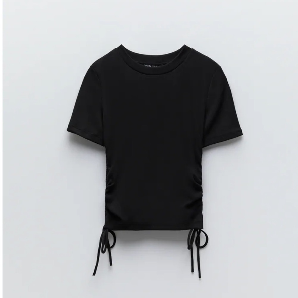 Zara ruched ribbed top